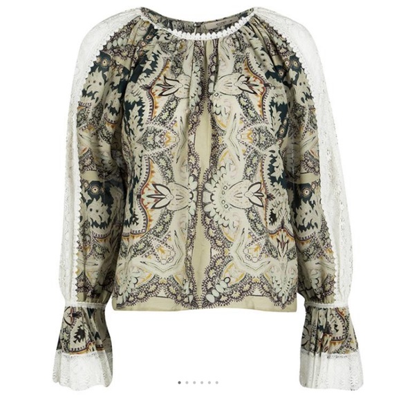 COPY - ETRO Printed Voluminous Blouse with Crochet Lace - Picture 2 of 7